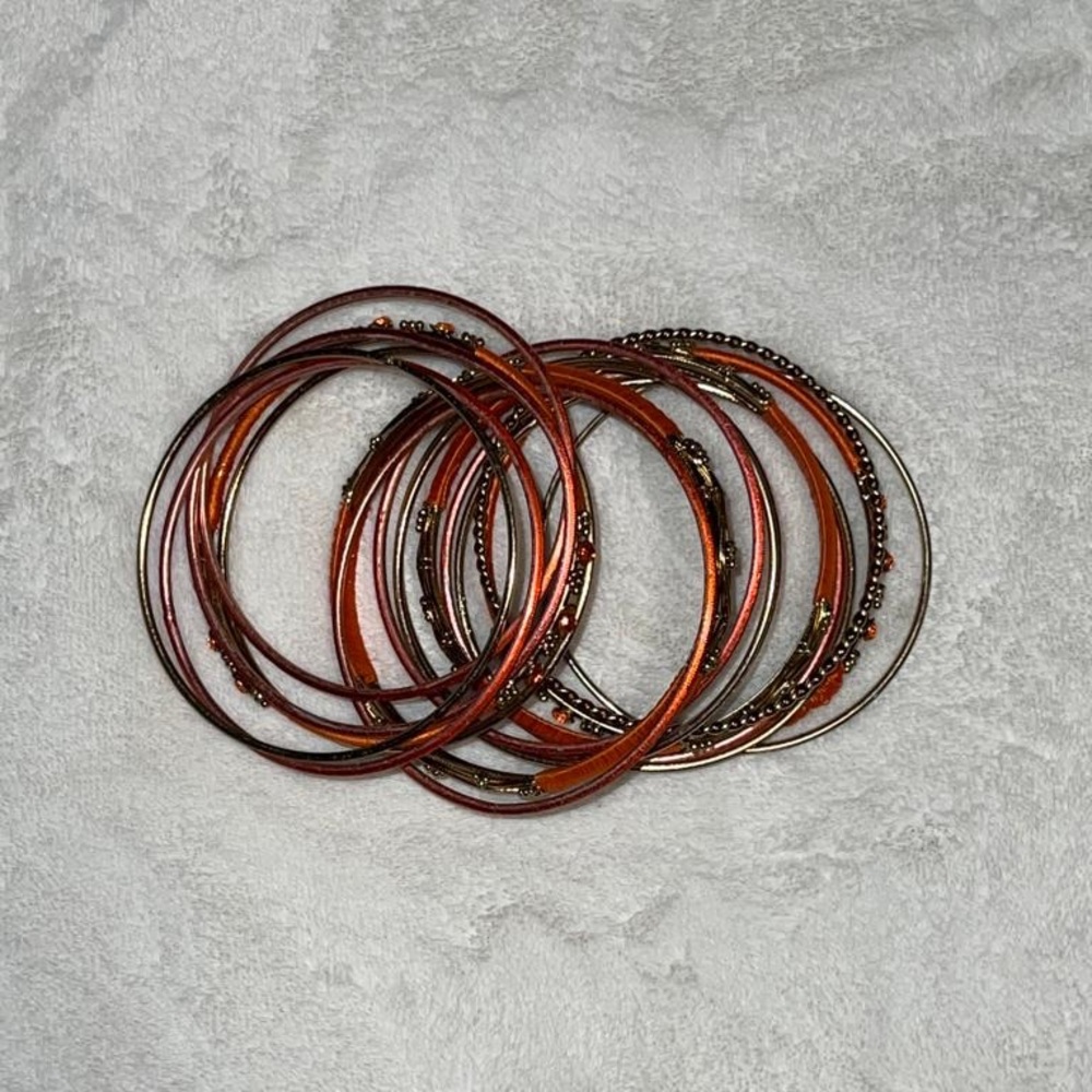 Orange and gold bracelet set